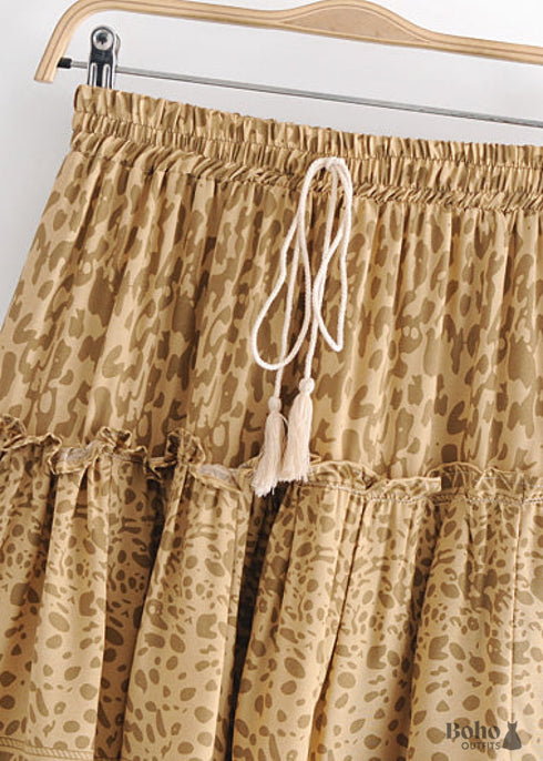 Boho Skirts in Mini Skirt, Yellow Tiger For Women